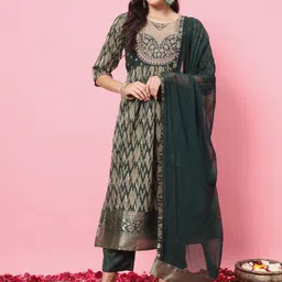 VredeVogel Women Ethnic Motifs Embroidered Regular Kurta with Trousers & With Dupatta-picture-8