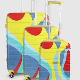 Teakwood Leathers Set of 3 Carnival Print 360 Degree Rotation Hard Trolley Bags 182.3L-10
