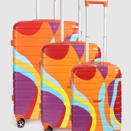 Teakwood Leathers Set of 3 Carnival Print 360 Degree Rotation Hard Trolley Bags 182.3L-28