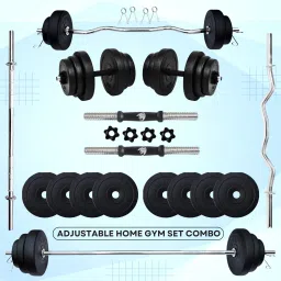 20 kg PVC Weight Plates with 3ft Curl Rod, 4ft Straight Rod with Accessories Home Gym Combo-picture-38