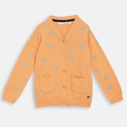 ELLE Girls Orange & Black Printed Cardigan-picture-26