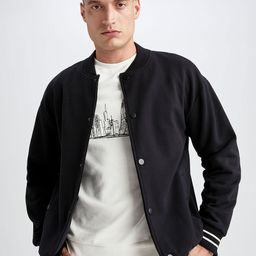 DeFacto Men Black & White Striped Cardigan-image-4
