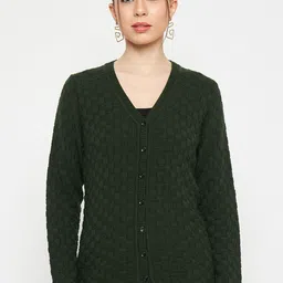 CREATIVE LINE Geometric Self Design Woollen Cardigan Sweater-picture-23