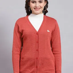 Monte Carlo Ribbed V-Neck Long Sleeves Pure Wool Cardigan Sweater-16