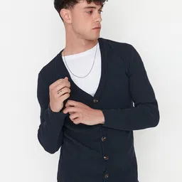 Trendyol Men Navy Blue Cardigan-image-31