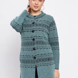 Duke Ethnic Motifs Self Design Acrylic Longline Cardigan Sweater-image-48