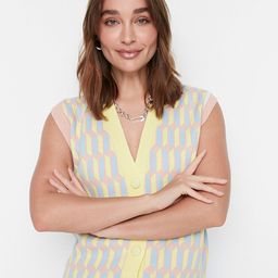 Trendyol Women Yellow & Blue Printed Cardigan-image-79