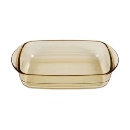 Kuber Industries Yellow Borosilicate Glass Baking Serving Tray-55