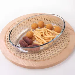 Kuber Industries Yellow Oval Borosilicate Glass Bakeware-44