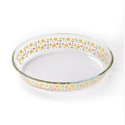 Kuber Industries Transparent Printed Glass Baking Dish 700ml-54