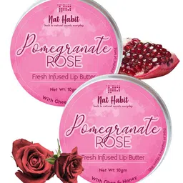 Nat Habit Set of 2 Pomegranate Rose Fresh Infused Lip Butter with Ghee  Honey - 10 g each-11
