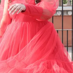Swadeshi Shringaar Plus Size Cuffed Sleeves Net Fit & Flare Dress image 2