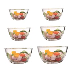 Femora Set of 6 Transparent Borosilicate Glass Microwave Safe All-Purpose Mixing Bowl image 4