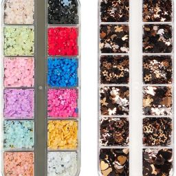 Combo Set 3d Multi Flower and Gold and Black Heart Grid Nail Art-image-82