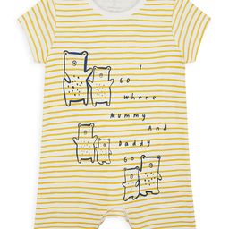 mothercare Infant Boy Yellow Striped with Typography Print Pure Cotton Romper-image-18