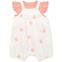 mothercare Infant-Girl White Printed Dungaree With Bodysuit-18