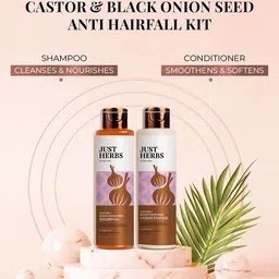 Just Herbs Set of Castor & Black Onion Seed Shampoo & Conditioner - 100 ml Each image 3