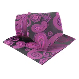 KOVOVE Men Pink & Black Pack of 2 Printed Tie & Pocket Square Set-52