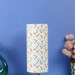 Devansh Multicolor Cotton Table Lamp With Wood Square base image 5