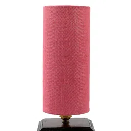 Devansh Pink Jute Table Lamp With Wood Square Base image 2