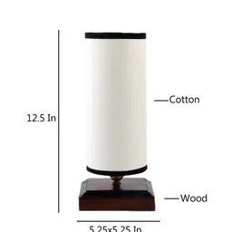 Devansh White & Brown Cotton Table Lamp With Shade image 5