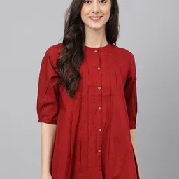 Janasya Women Self Design Dobby Cotton Regular Top-picture-48