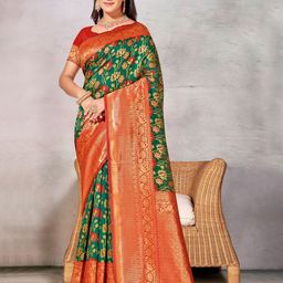 Anouk Rustic Floral Woven Design Zari Saree-image-66