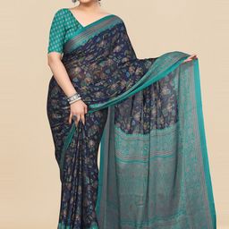KALINI Floral Printed Poly Chiffon Saree-image-71