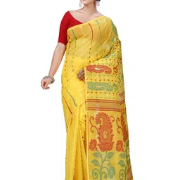 DipDiya Ethnic Motifs Woven Design Pure Cotton Jamdani Saree-picture-37