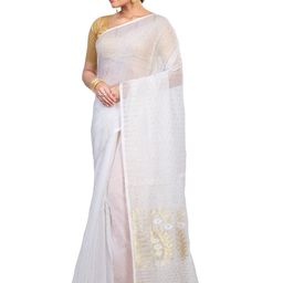 PuJoy Ethnic Motifs Woven Design Zari Jamdani Saree-image-25