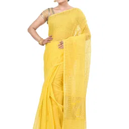 PuJoy Ethnic Motifs Woven Design Zari Jamdani Saree-picture-12