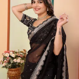 VAIRAGEE Embellished Sequinned Organza Saree-picture-10