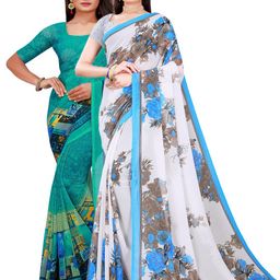 KALINI Pack of 2 Printed Pure Georgette Sarees-image-31