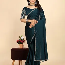 K 5 Fashion Embroidered Sequinned Pure Chiffon Saree-image-82