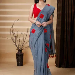 Ruuprekha Floral Embroidered Khadi Saree-picture-19