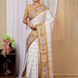 DipDiya Ethnic Motifs Pure Cotton Handloom Taant Saree-image-47
