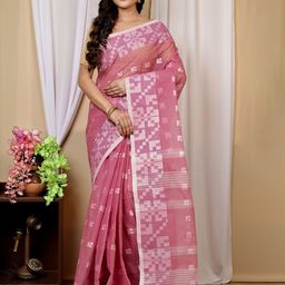 DipDiya Woven Design Pure Cotton Taant Saree-image-128