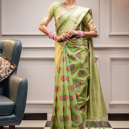 MIMOSA Floral Woven Design Zari Art Silk Banarasi Saree-image-41