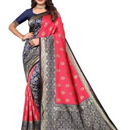 Varanga Ethnic Motifs Woven Design Zari Banarasi Saree-image-97