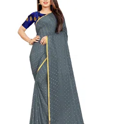 Rhey Embellished Beads & Stons Chiffon Zari Banarasi Saree-picture-24