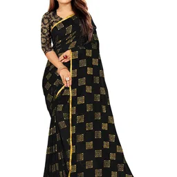 Rhey Black & Gold-Toned Ethnic Motifs Printed Saree-picture-21