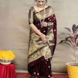 Marziyaa Ethnic Motifs Zari Banarasi Saree-image-75