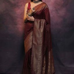 Marziyaa Ethnic Motifs Woven Design Zari Banarasi Saree-image-50