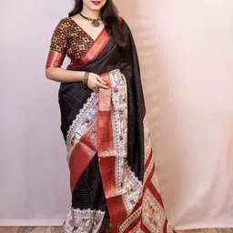 KALINI Checked Zari Silk Blend Banarasi Saree-picture-18