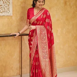 Aldwych Woven Design Ethnic Motifs Zari Banarasi Designer Saree-image-86