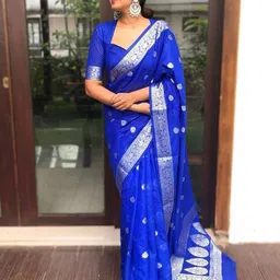 Quelea Ethnic Motifs Woven Design Zari Pure Silk Banarasi Saree-picture-49