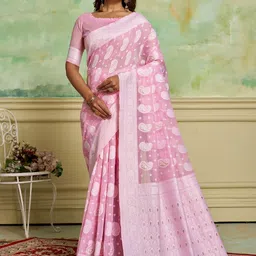 HI FI NX Woven Design Zari Pure Cotton Banarasi Saree-image-43