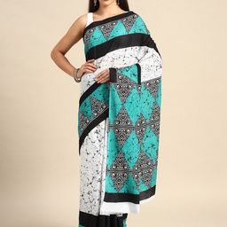 JAIPURI PRINT Batik Pure Cotton Bandhani Saree-49