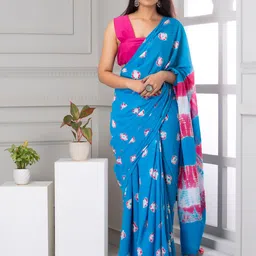 JAIPURI BLOCK PRINT Pure Cotton Bandhani Saree-48