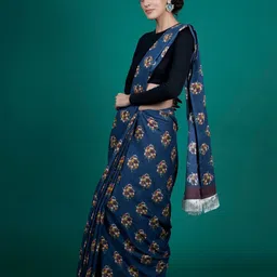 BUTA BUTI Floral Printed Pure Cotton Tasseled Saree-image-81